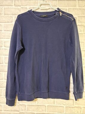 Jack & Jones Navy Crewneck Sweater with Shoulder Zip, large